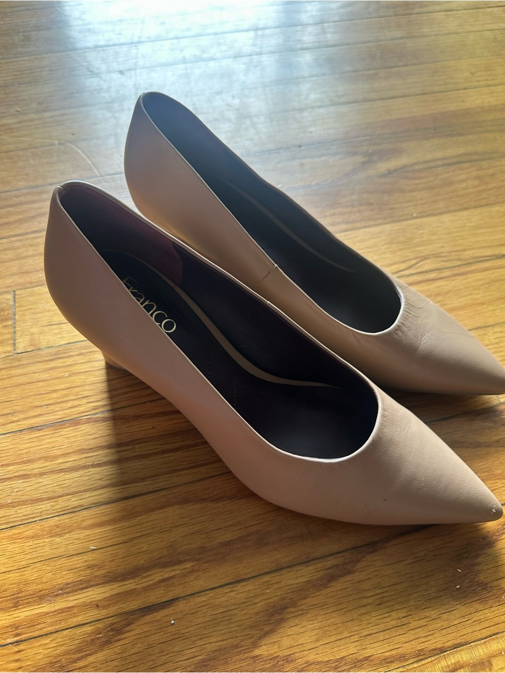 Franco Sarto Frankie Pointed Toe Wedge Pumps Slip On Leather Shoes Size 9M